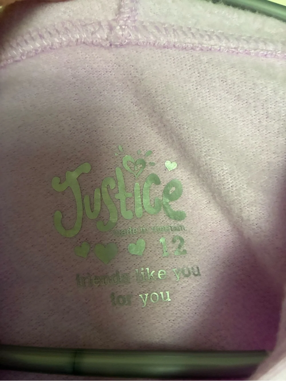 Justice Girls Purple Ombre Full Zip Hoodie Sz 12 Glitter Heart Graphic